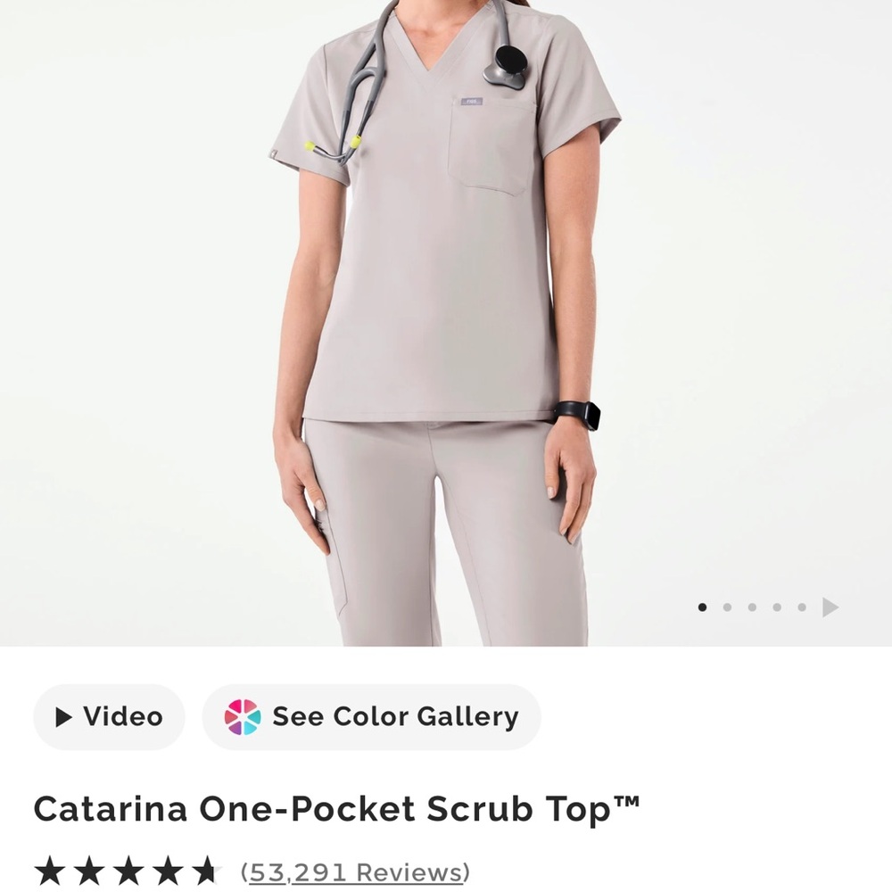Figs Technical Collection Scrub Top in Gray